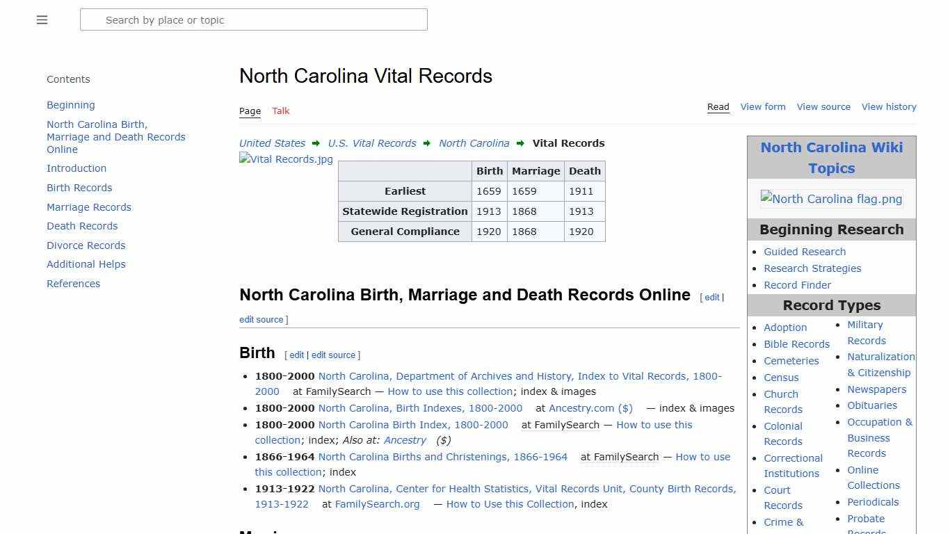 North Carolina Vital Records • FamilySearch
